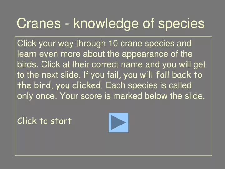 cranes knowledge of species