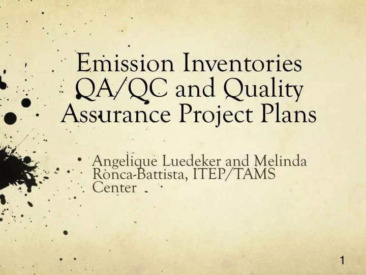 emission inventories qa qc and quality assurance project plans