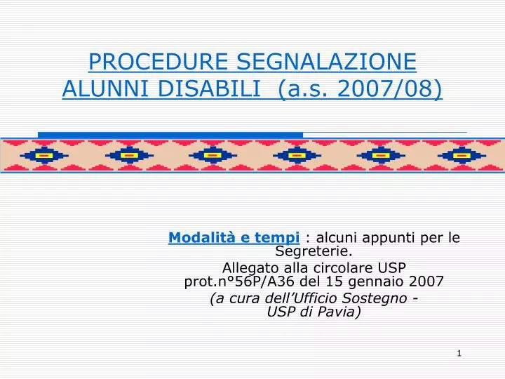 procedure segnalazione alunni disabili a s 2007 08