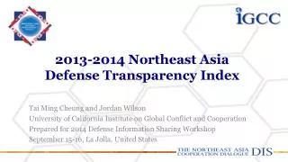 2013-2014 Northeast Asia Defense Transparency Index