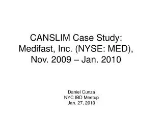Daniel Cunza NYC IBD Meetup Jan. 27, 2010