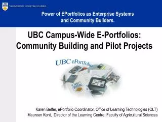 UBC Campus-Wide E-Portfolios: Community Building and Pilot Projects