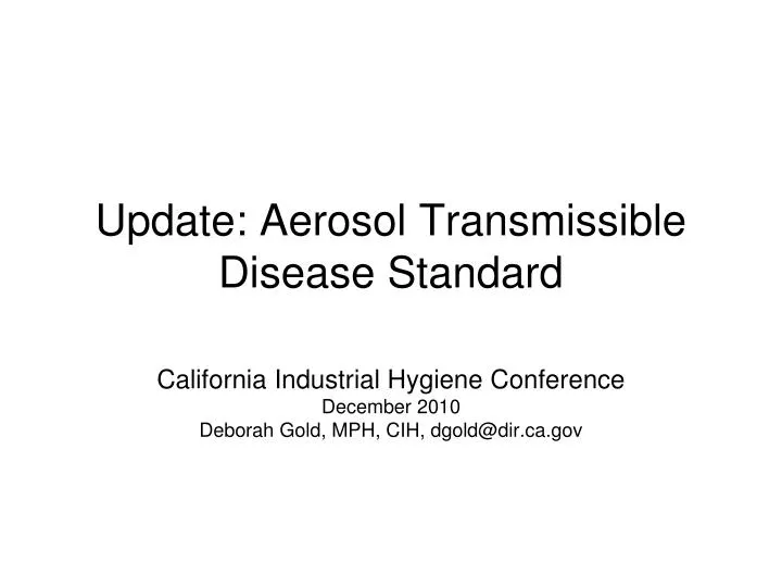 update aerosol transmissible disease standard
