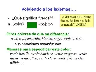 volviendo a los lexemas