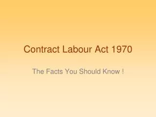 Contract Labour Act 1970