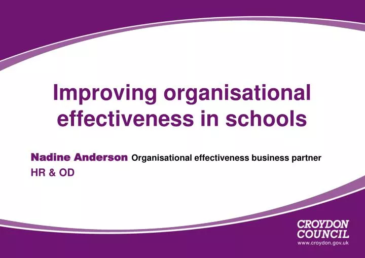 improving organisational effectiveness in schools