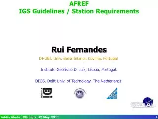 AFREF IGS Guidelines / Station Requirements