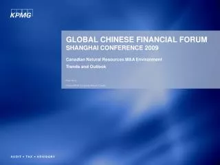 GLOBAL CHINESE FINANCIAL FORUM SHANGHAI CONFERENCE 2009