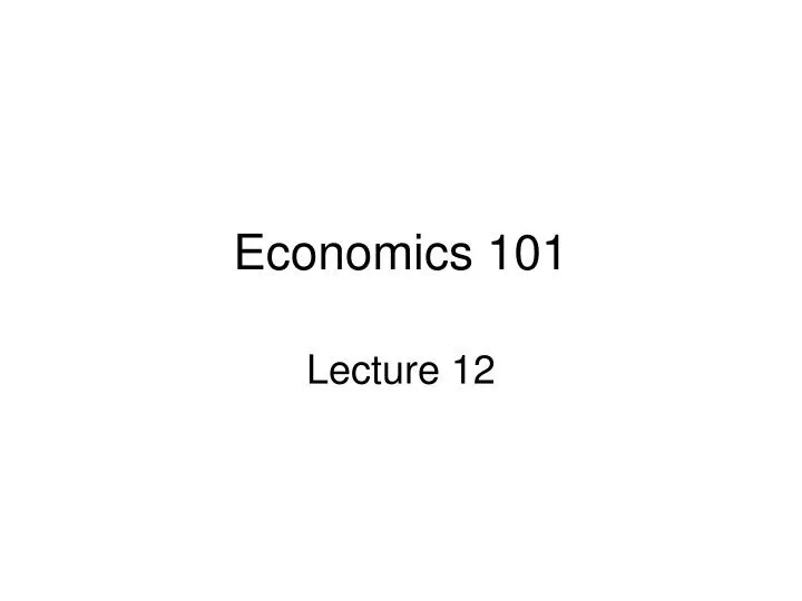 economics 101