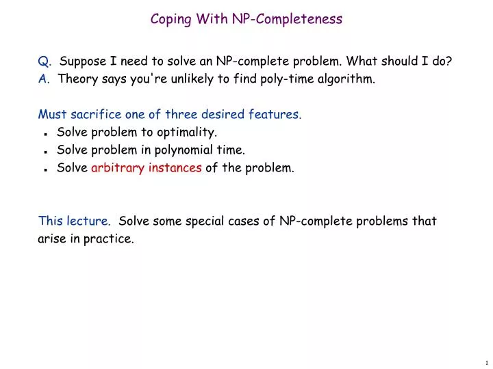coping with np completeness