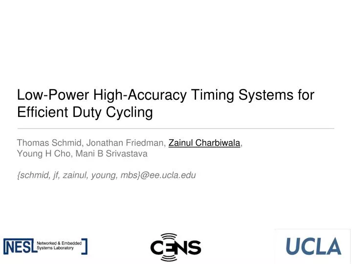 low power high accuracy timing systems for efficient duty cycling