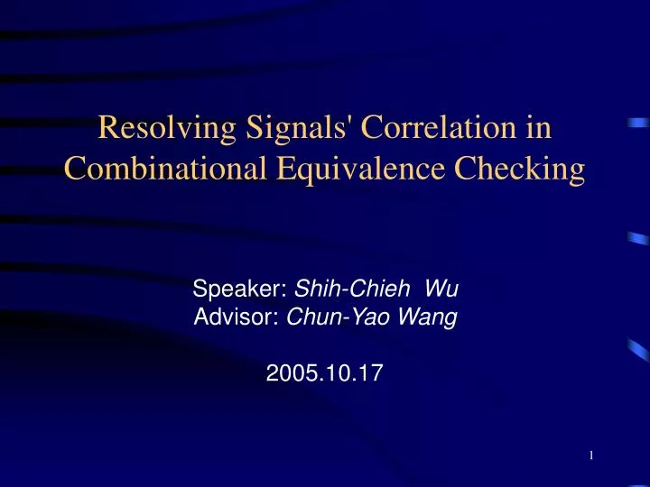 resolving signals correlation in combinational equivalence checking
