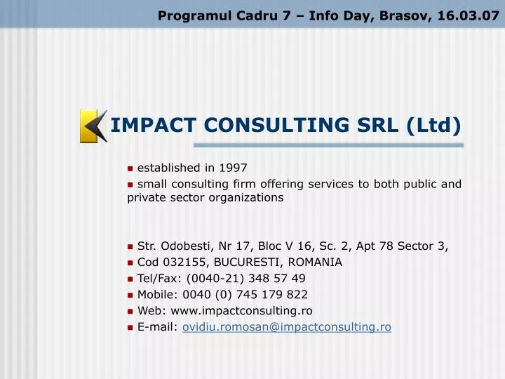 impact consulting srl ltd