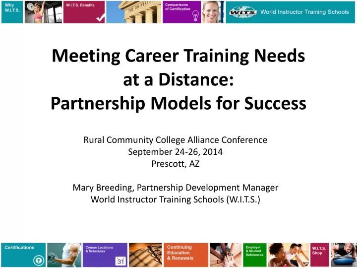meeting career training needs at a distance partnership models for success