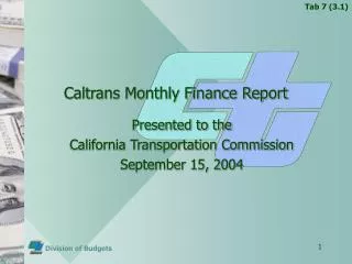 Caltrans Monthly Finance Report