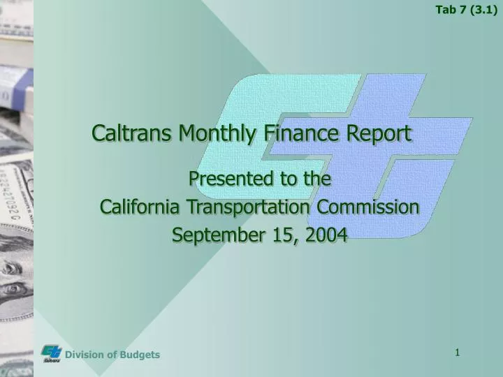 caltrans monthly finance report
