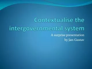 contextualise the intergovernmental system