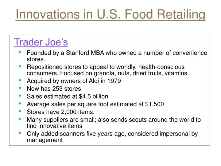innovations in u s food retailing