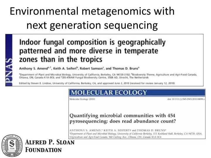 environmental metagenomics with next generation sequencing