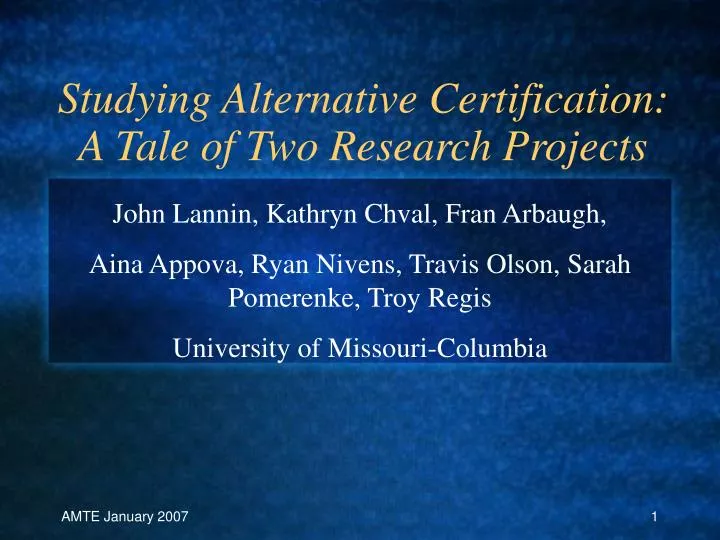 studying alternative certification a tale of two research projects