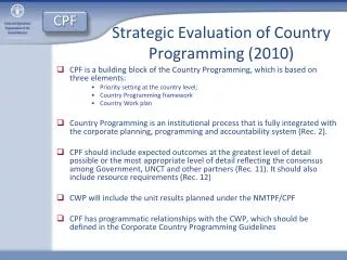 Strategic Evaluation of Country Programming (2010)