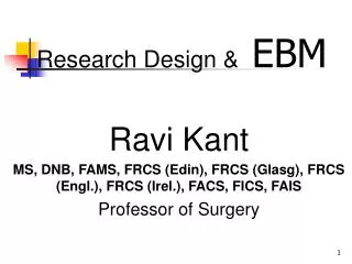 Research Design &amp; EBM