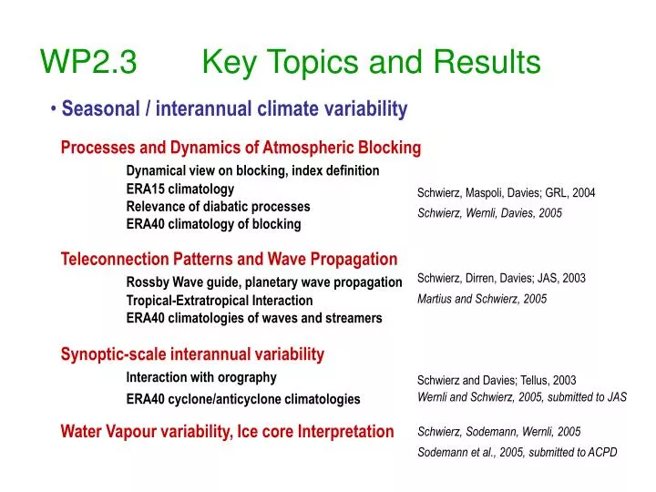 wp2 3 key topics and results