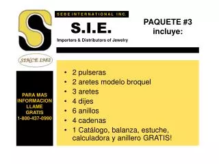 paquete 3 incluye