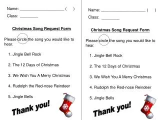 Christmas Song Request Form