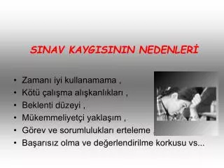 sinav kaygisinin nedenler