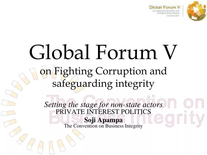 global forum v on fighting corruption and safeguarding integrity