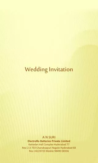 Wedding Invitation A N SURI Electroflo Batteries Private Limited