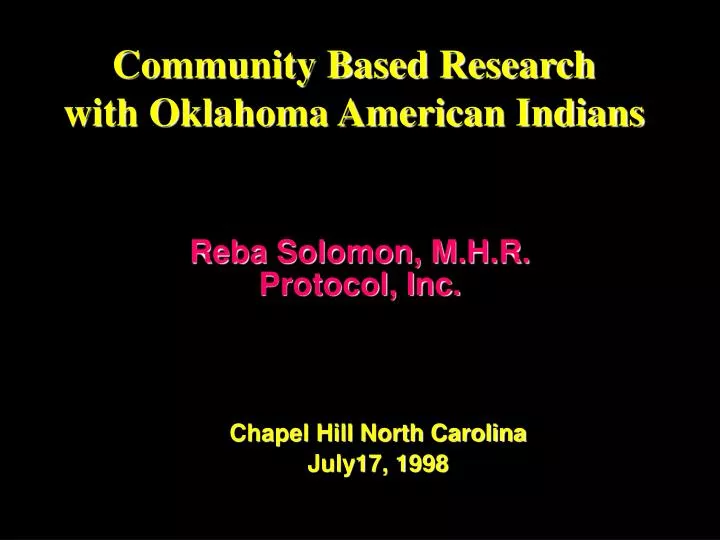 community based research with oklahoma american indians