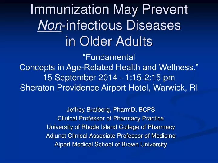 immunization may prevent non infectious diseases in older adults