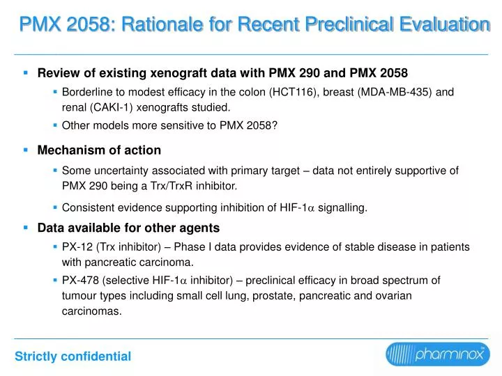 pmx 2058 rationale for recent preclinical evaluation