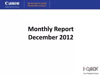 Monthly Report December 2012