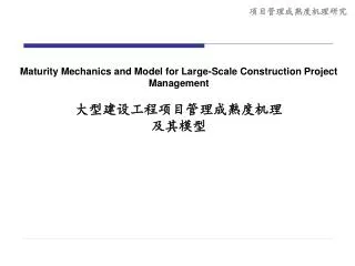 maturity mechanics and model for large scale construction project management