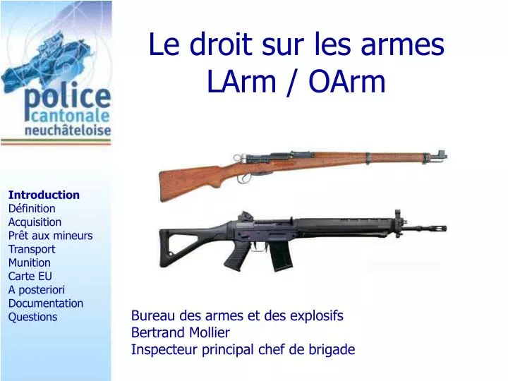 le droit sur les armes larm oarm