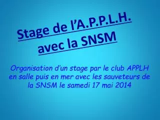 stage de l a p p l h avec la snsm