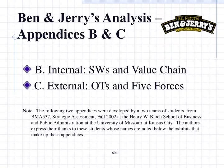 ben jerry s analysis appendices b c