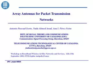 Array Antennas for Packet Transmission Networks