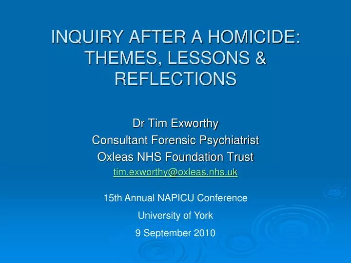 inquiry after a homicide themes lessons reflections
