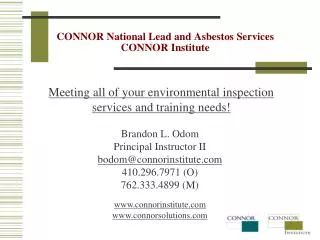 CONNOR National Lead and Asbestos Services CONNOR Institute