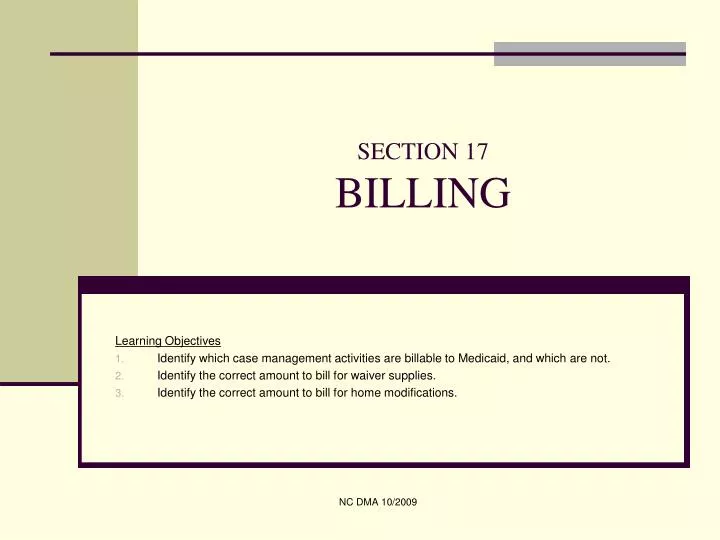 section 17 billing