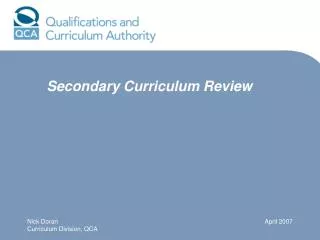 Secondary Curriculum Review