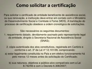 como solicitar a certifica o