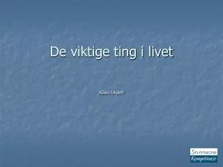de viktige ting i livet