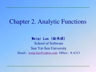 Chapter 2. Analytic Functions