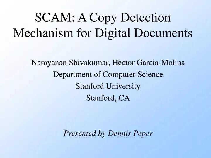 scam a copy detection mechanism for digital documents
