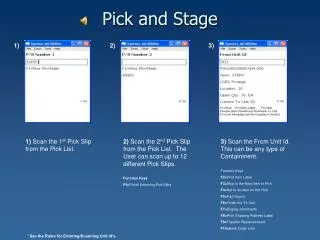 Pick and Stage